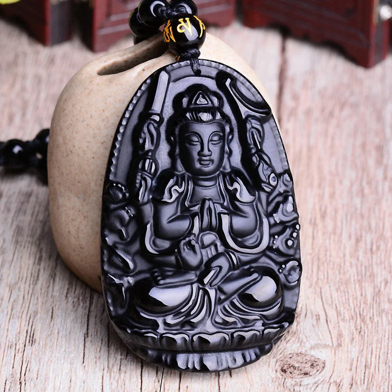 Shop Classic Women's Necklaces & Pendants with a Modern Twist-Buddha Stones Chinese Zodiac Obsidian Buddha Amulet Protection Pendant Necklace Shop Classic Women's Necklaces & Pendants with a Modern Twist-Buddha Stones Chinese Zodiac Obsidian Buddha Amulet Protection Pendant Necklace