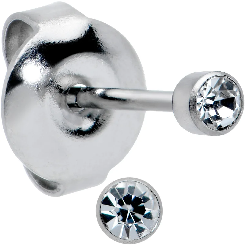 Women's Earrings – Elegant Designs for Every Personality--2.5mm Cubic Zirconia Bezel G23 Titanium Post Stud Earrings