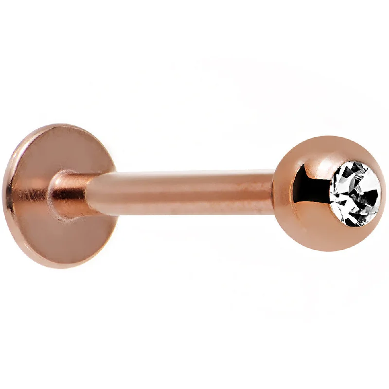 Bold Lip Rings for Daring Looks16 Gauge Clear Gem Rose Gold IP Press Fit Labret Monroe 3/8
