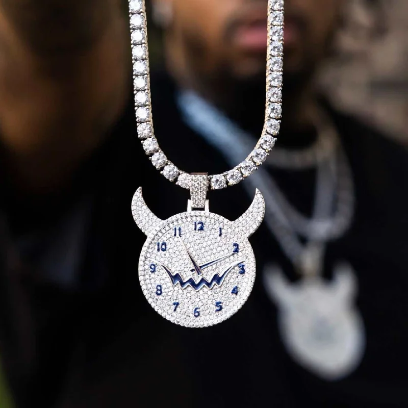 Exclusive Men's Necklaces & Pendants for the Modern Gentleman-Fivio Demon Time Pendant - White Gold Exclusive Men's Necklaces & Pendants for the Modern Gentleman-Fivio Demon Time Pendant - White Gold