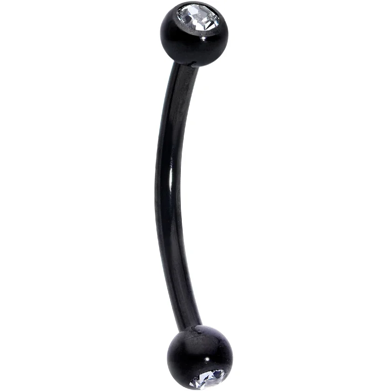Women's Earrings – Elegant Designs for Every Personality--16 Gauge 1/2 Clear Gem Ball End Black Curved Barbell