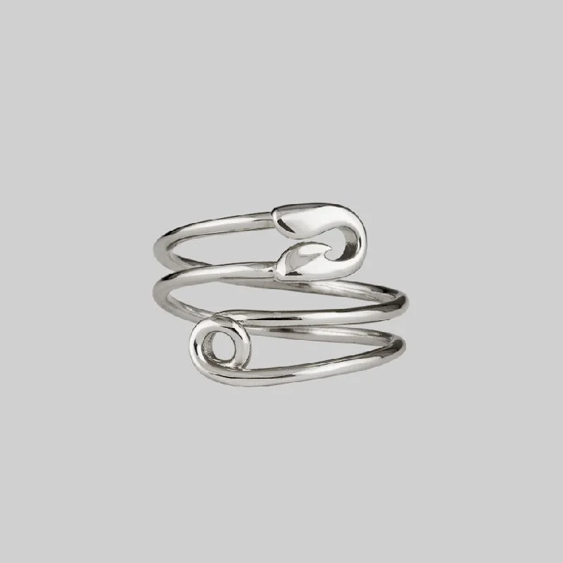 Chic Women's Rings for Fashion-Forward Looks-SOLENE. Safety Pin Wrap Ring - Silver