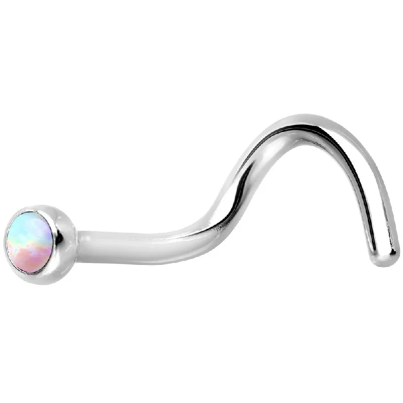 Nose Rings for the Perfect Statement Look -18 Gauge White Synthetic Opal Stainless Steel Nose Screw Nose Rings for the Perfect Statement Look -18 Gauge White Synthetic Opal Stainless Steel Nose Screw