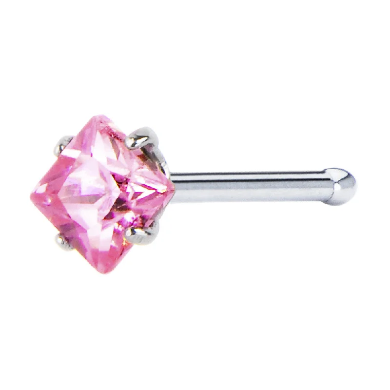 Nose Rings for Every Occasion -20 Gauge Pink Diamond Cubic Zirconia Nose Bone