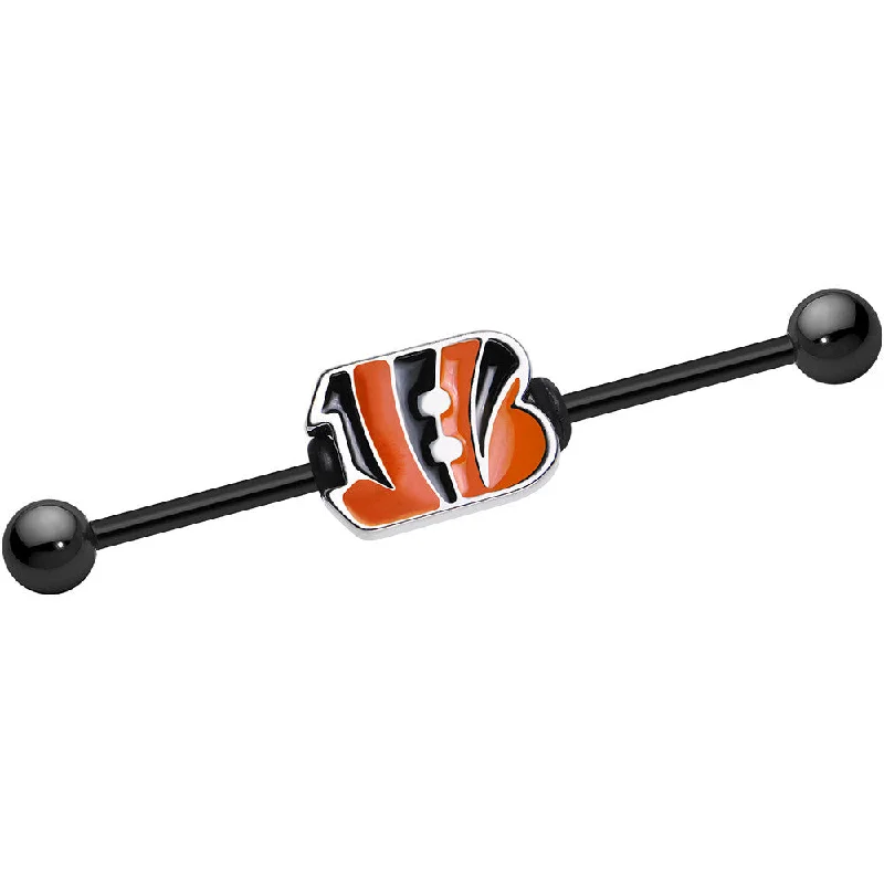 Women's Earrings – Elegant Designs for Every Personality--Licensed NFL Black Anodized Cincinnati Bengals Industrial Barbell 38mm