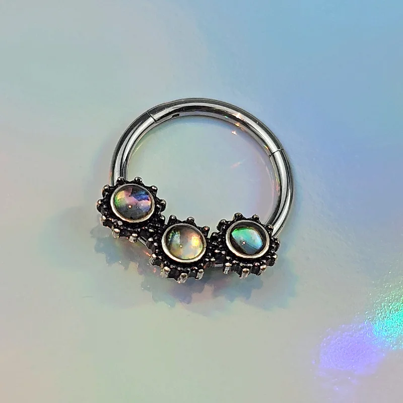 Stainless Steel Nose Rings -16 Gauge 3/8 Brown Faux Shell Circle Of Glam Hinged Segment Ring Stainless Steel Nose Rings -16 Gauge 3/8 Brown Faux Shell Circle Of Glam Hinged Segment Ring