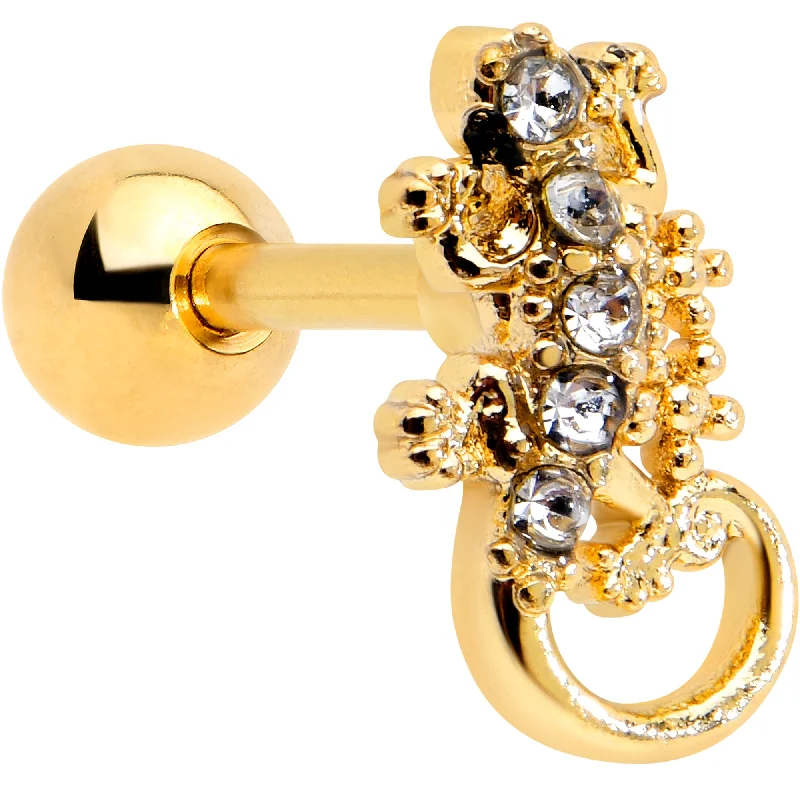 Women's Earrings – Elegant Designs for Every Personality--16 Gauge 1/4 Clear Gem Gold Tone Luscious Lizard Cartilage Earring Women's Earrings – Elegant Designs for Every Personality--16 Gauge 1/4 Clear Gem Gold Tone Luscious Lizard Cartilage Earring