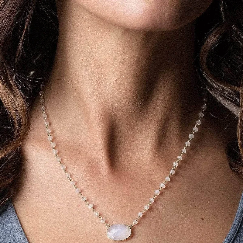 Shop Classic Women's Necklaces & Pendants with a Modern Twist-Elise Beaded Moonstone Necklace Shop Classic Women's Necklaces & Pendants with a Modern Twist-Elise Beaded Moonstone Necklace