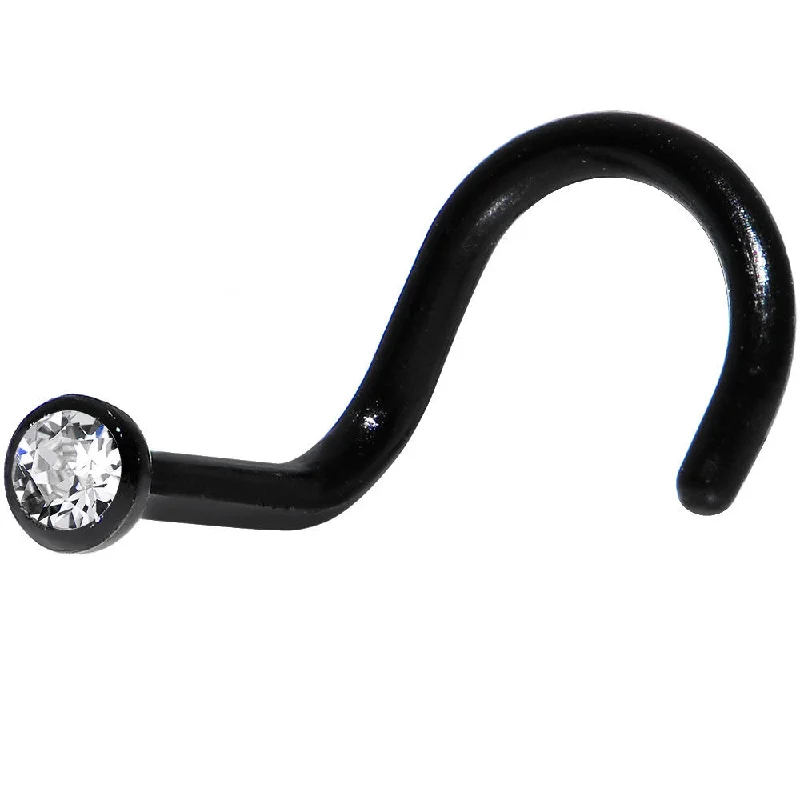 Nose Rings for Piercing -Crystalline Black Bioplast Nose Screw Created with Crystals Nose Rings for Piercing -Crystalline Black Bioplast Nose Screw Created with Crystals