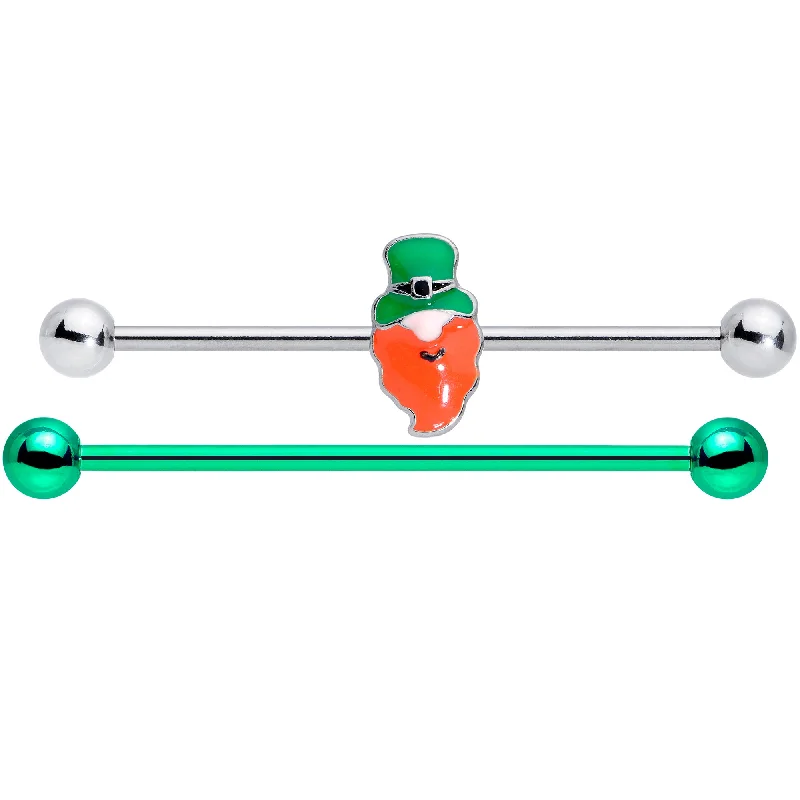 Women's Earrings – Elegant Designs for Every Personality--14 Gauge Green Leprechaun St Patricks Day Industrial Barbell Set 38mm Women's Earrings – Elegant Designs for Every Personality--14 Gauge Green Leprechaun St Patricks Day Industrial Barbell Set 38mm