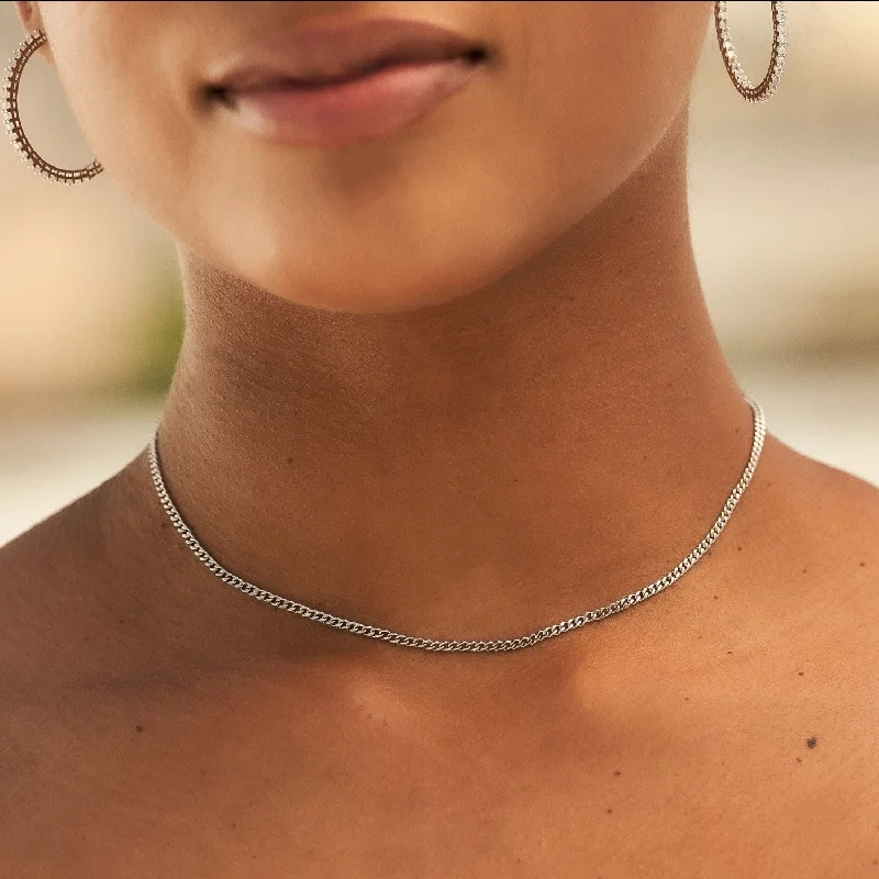 Shop Classic Women's Necklaces & Pendants with a Modern Twist-2MM Micro Cuban Necklace in White Gold Shop Classic Women's Necklaces & Pendants with a Modern Twist-2MM Micro Cuban Necklace in White Gold