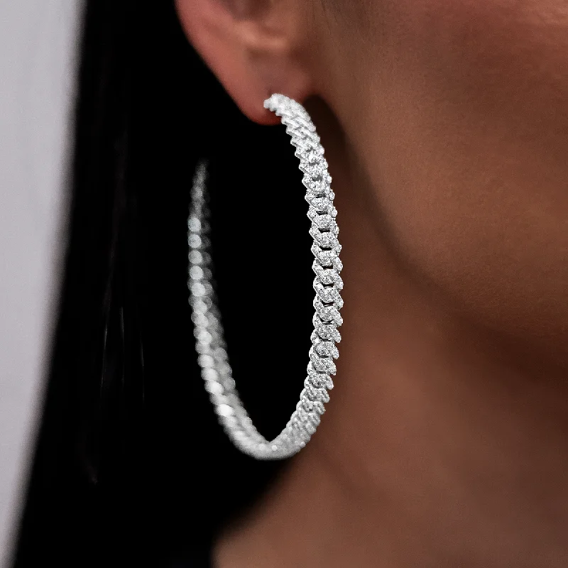 Women's Earrings – Elegant Designs for Every Personality--Diamond Prong Hoop Earrings in White Gold Women's Earrings – Elegant Designs for Every Personality--Diamond Prong Hoop Earrings in White Gold