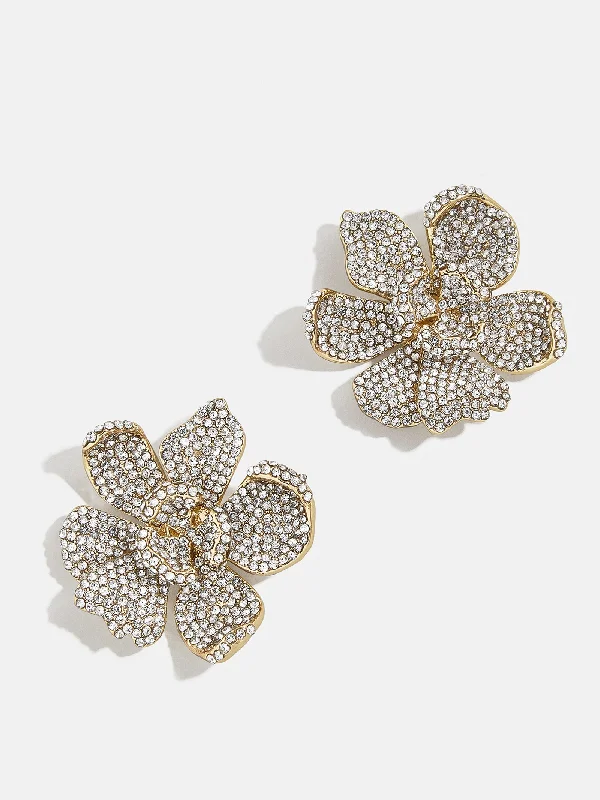 Women's Earrings – Elegant Designs for Every Personality--Daffodil Earrings - Gold/Pavé