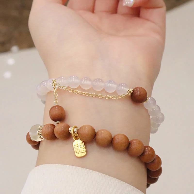 Gold Tone Bangles for Women-Buddha Stones Sandalwood Cat's Eye Fu Character Charm Protection Bracelet Gold Tone Bangles for Women-Buddha Stones Sandalwood Cat's Eye Fu Character Charm Protection Bracelet