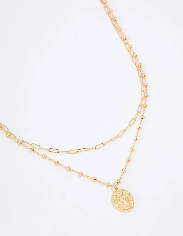 Shop Classic Women's Necklaces & Pendants with a Modern Twist-Gold Plated Layered Coin Necklace Shop Classic Women's Necklaces & Pendants with a Modern Twist-Gold Plated Layered Coin Necklace