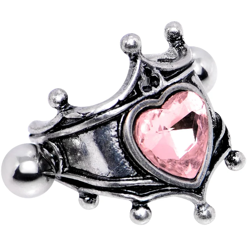 Women's Earrings – Elegant Designs for Every Personality--16 Gauge 1/2 Pink Gem Queen of Hearts Cuff Cartilage Earring Women's Earrings – Elegant Designs for Every Personality--16 Gauge 1/2 Pink Gem Queen of Hearts Cuff Cartilage Earring