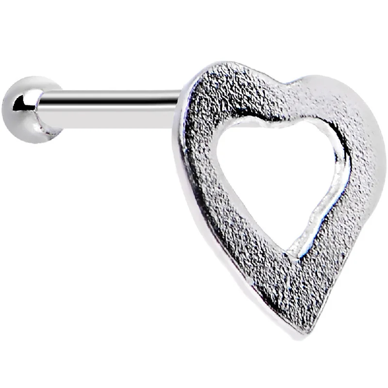 Beautiful Nose Rings with Unique Charms -Sterling Silver Heart Nose Bone