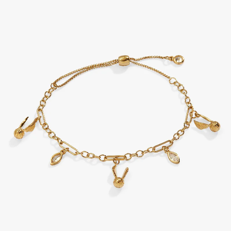 Sleek Gold Bangles for Women-Harry Potter™ Golden Snitch Bracelet