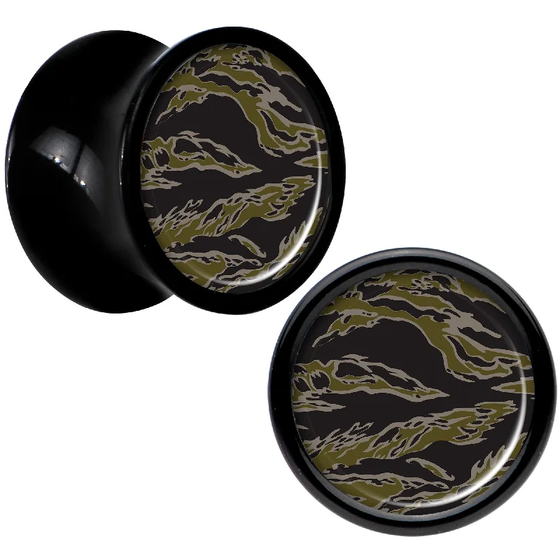 Women's Earrings – Elegant Designs for Every Personality--Black Acrylic Tiger Camo Print Saddle Plug Set 0 Gauge Women's Earrings – Elegant Designs for Every Personality--Black Acrylic Tiger Camo Print Saddle Plug Set 0 Gauge