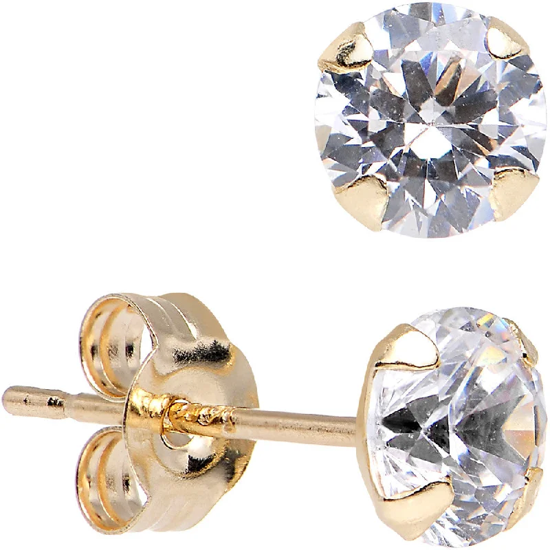 Women's Earrings – Elegant Designs for Every Personality--14KT Gold .23 Carat CUBIC ZIRCONIA Stud Earrings