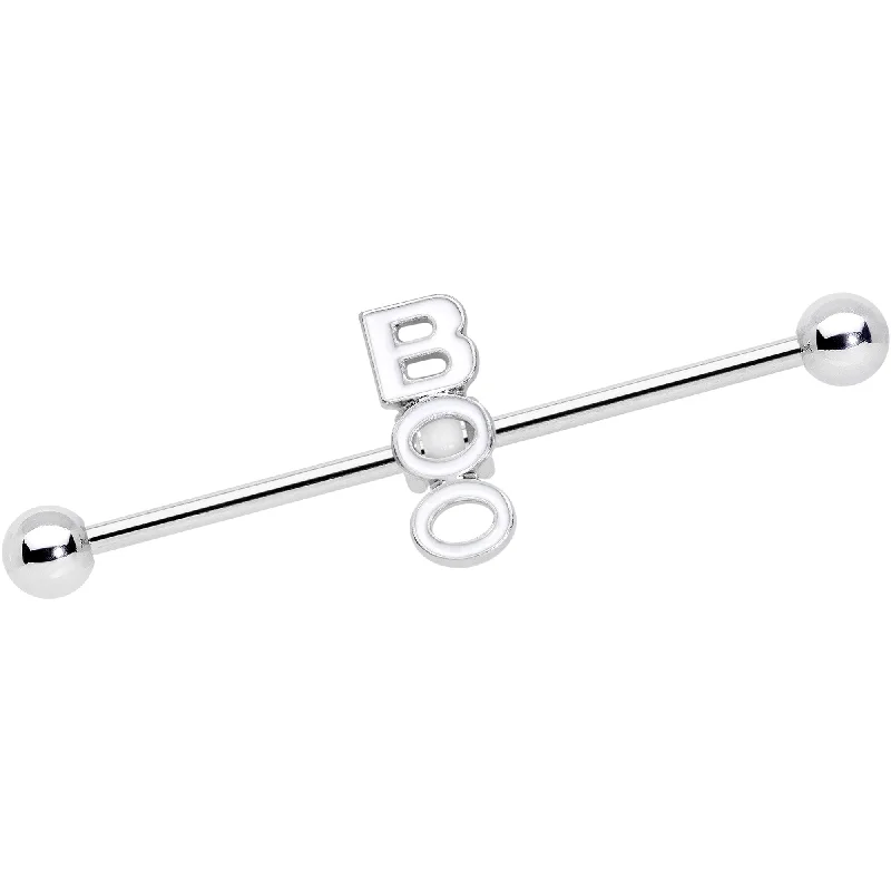 Women's Earrings – Elegant Designs for Every Personality--14 Gauge White Boo Halloween Industrial Barbell 38mm Women's Earrings – Elegant Designs for Every Personality--14 Gauge White Boo Halloween Industrial Barbell 38mm
