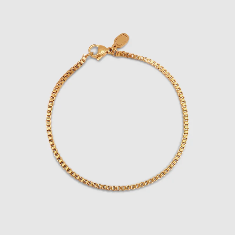 Adjustable Bracelets for Men-Box Bracelet (Gold) 2mm