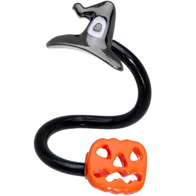 Bold Lip Rings for Confident Fashion14 Gauge 3/8 Black Witch Cap Pumpkin Halloween Spiral Twister Belly Ring