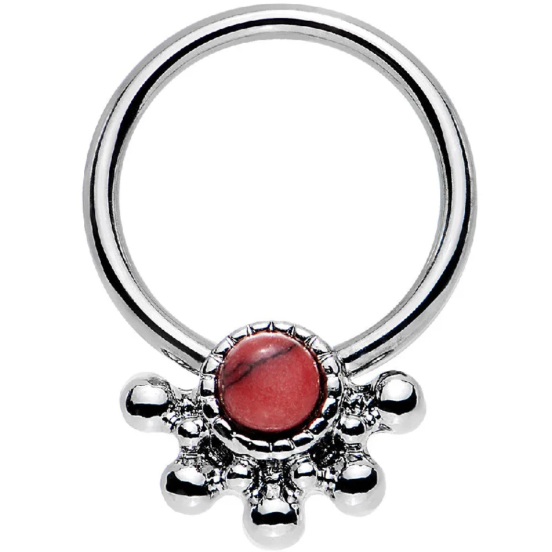 Designer Lip Rings for Chic, Modern Style16 Gauge 3/8 Faux Turquoise Steel Signet Captive Ring