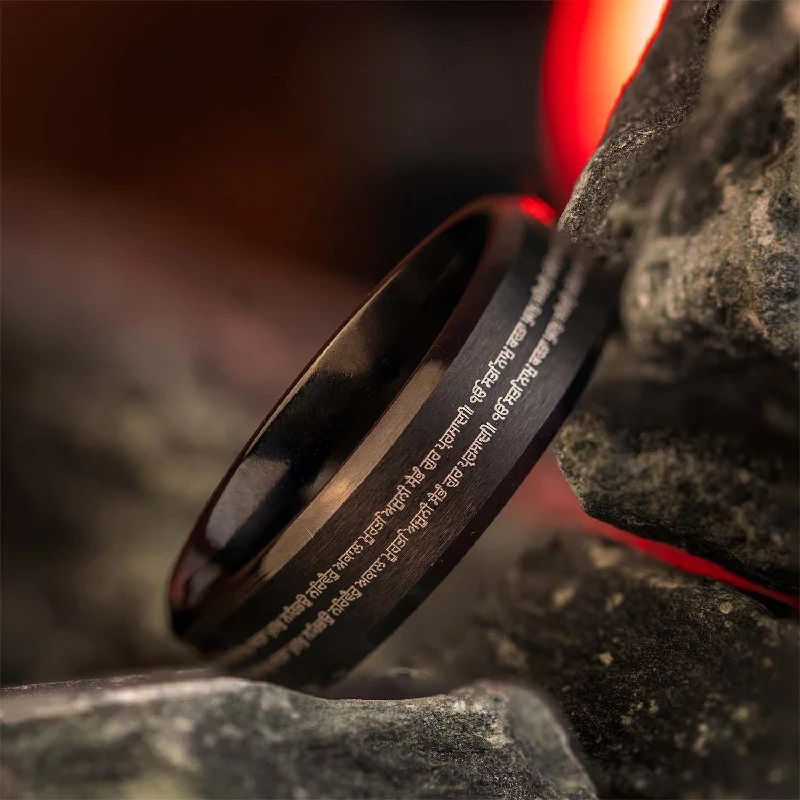 Luxury Leather Bracelets for Men-Ik Onkar Mantra Beveled Ring