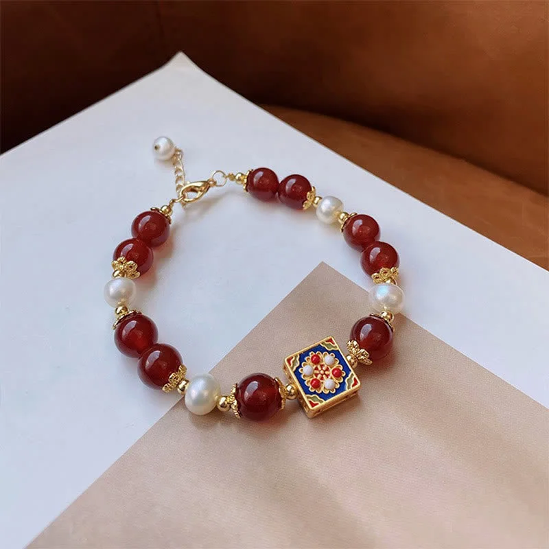 Adjustable Gemstone Cuff Bangles for Women-Buddha Stones Red Agate Pearl Confidence Self-acceptance Bracelet Adjustable Gemstone Cuff Bangles for Women-Buddha Stones Red Agate Pearl Confidence Self-acceptance Bracelet