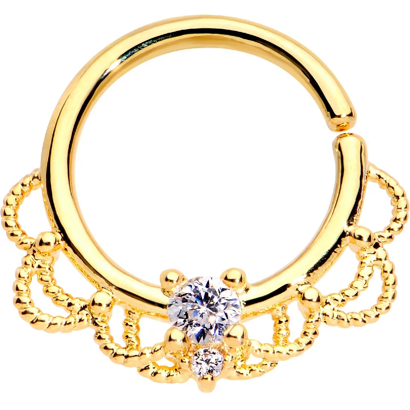 Comfortable Nose Rings with Stylish Touch -16 Gauge 5/16 Clear CZ Gem Gold Plated Seamless Circular Ring Comfortable Nose Rings with Stylish Touch -16 Gauge 5/16 Clear CZ Gem Gold Plated Seamless Circular Ring