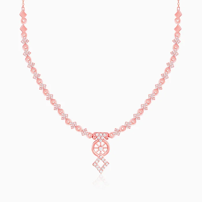 Shop Classic Women's Necklaces & Pendants with a Modern Twist-Rose Gold Floral Wheel Necklace Shop Classic Women's Necklaces & Pendants with a Modern Twist-Rose Gold Floral Wheel Necklace
