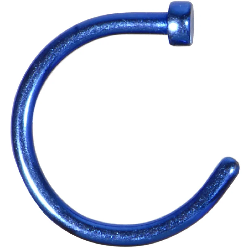 Nose Rings with Colorful Stones -18 Gauge 5/16 Blue Anodized Titanium Nose Hoop