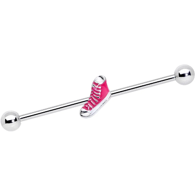 Women's Earrings – Elegant Designs for Every Personality--14 Gauge Pink High Top Sneaker Industrial Barbell 38mm Women's Earrings – Elegant Designs for Every Personality--14 Gauge Pink High Top Sneaker Industrial Barbell 38mm