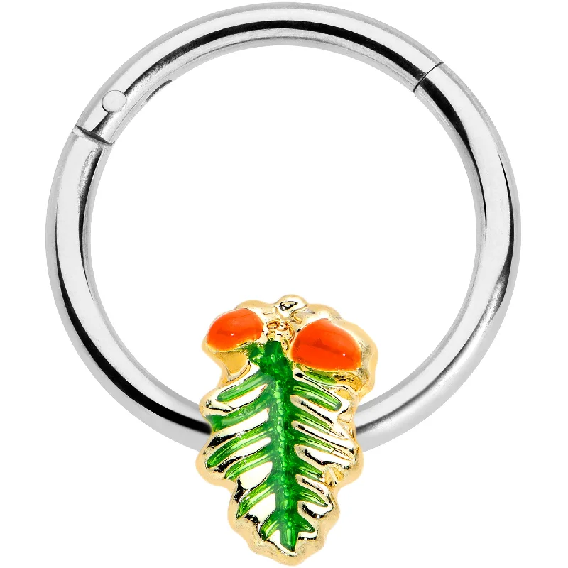 Nose Rings for Bold Fashion -16 Gauge 3/8 Acorns Pine Cone Autumn Hinged Segment Ring Nose Rings for Bold Fashion -16 Gauge 3/8 Acorns Pine Cone Autumn Hinged Segment Ring
