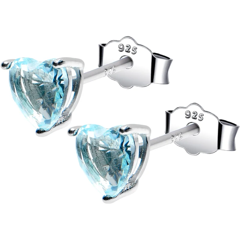 Women's Earrings – Elegant Designs for Every Personality--5mm CZ Heart 925 Sterling Silver March Birthstone Stud Earrings Women's Earrings – Elegant Designs for Every Personality--5mm CZ Heart 925 Sterling Silver March Birthstone Stud Earrings