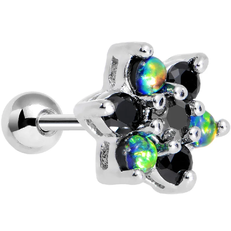 Women's Earrings – Elegant Designs for Every Personality--16 Gauge 1/4 Black Faux Opal Black Flower Tragus Cartilage Earring Women's Earrings – Elegant Designs for Every Personality--16 Gauge 1/4 Black Faux Opal Black Flower Tragus Cartilage Earring