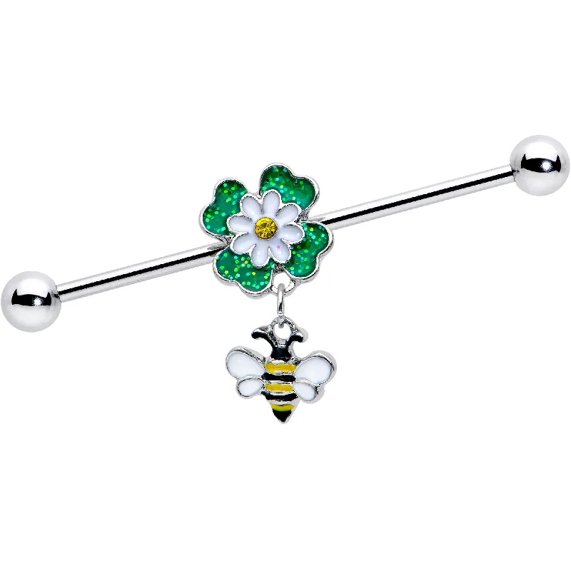 Women's Earrings – Elegant Designs for Every Personality--14 Gauge Yellow Gem Daisy Bee Glittery Dangle Industrial Barbell 38mm Women's Earrings – Elegant Designs for Every Personality--14 Gauge Yellow Gem Daisy Bee Glittery Dangle Industrial Barbell 38mm