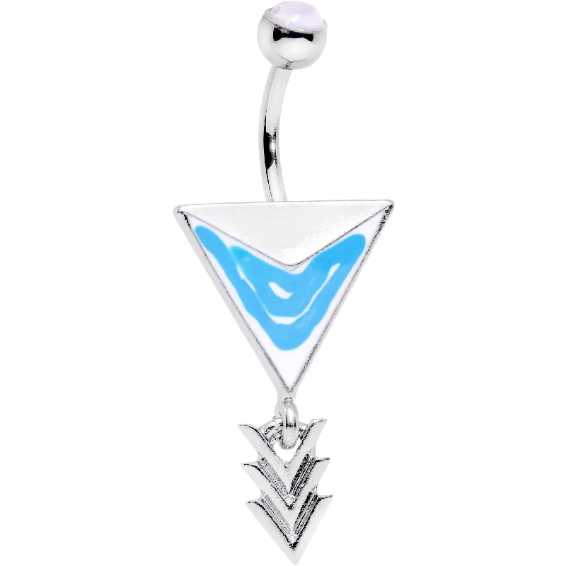 Trendy Belly Rings for Chic Fashion -White Faux Opal Southwestern Tetra Triad Dangle Belly Ring Trendy Belly Rings for Chic Fashion -White Faux Opal Southwestern Tetra Triad Dangle Belly Ring