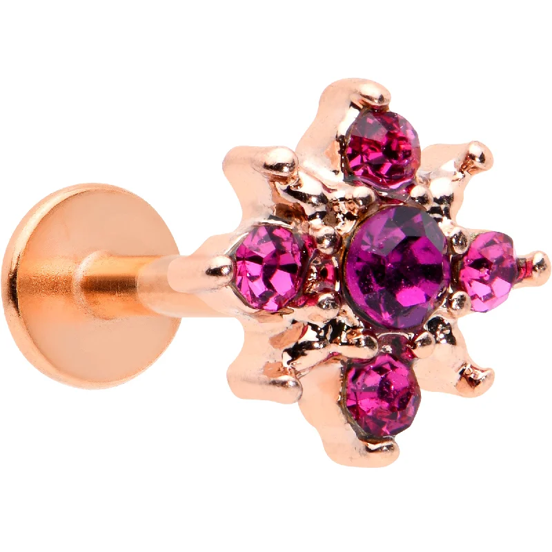 Elegant Lip Rings for Fashionable Piercings16 Gauge 5/16 Pink Gem Rose Gold Tone Sumptuous Star Labret Tragus Elegant Lip Rings for Fashionable Piercings16 Gauge 5/16 Pink Gem Rose Gold Tone Sumptuous Star Labret Tragus