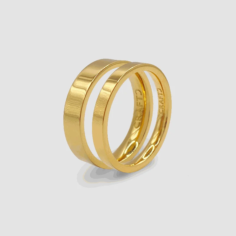 Top Men's Rings – Crafted for Every Style  Flat Band Ring Set (Gold)