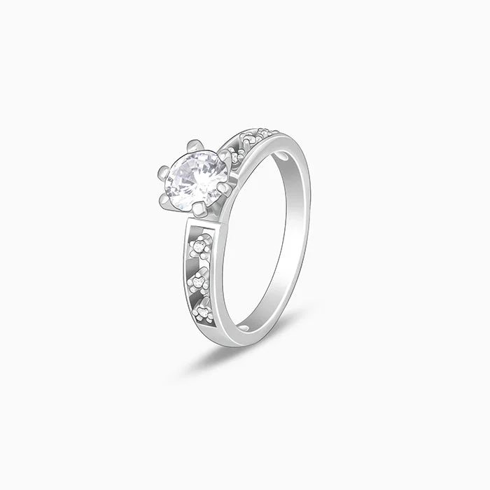 Chic Women's Rings for Fashion-Forward Looks-Silver Refined Solitaire Ring