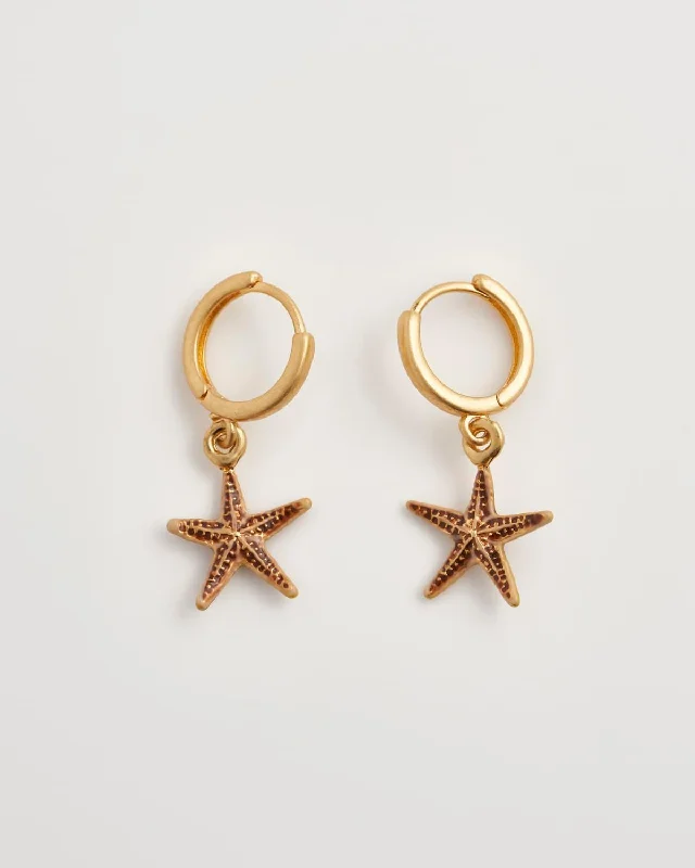 Women's Earrings – Elegant Designs for Every Personality--Starfish Huggie Hoops