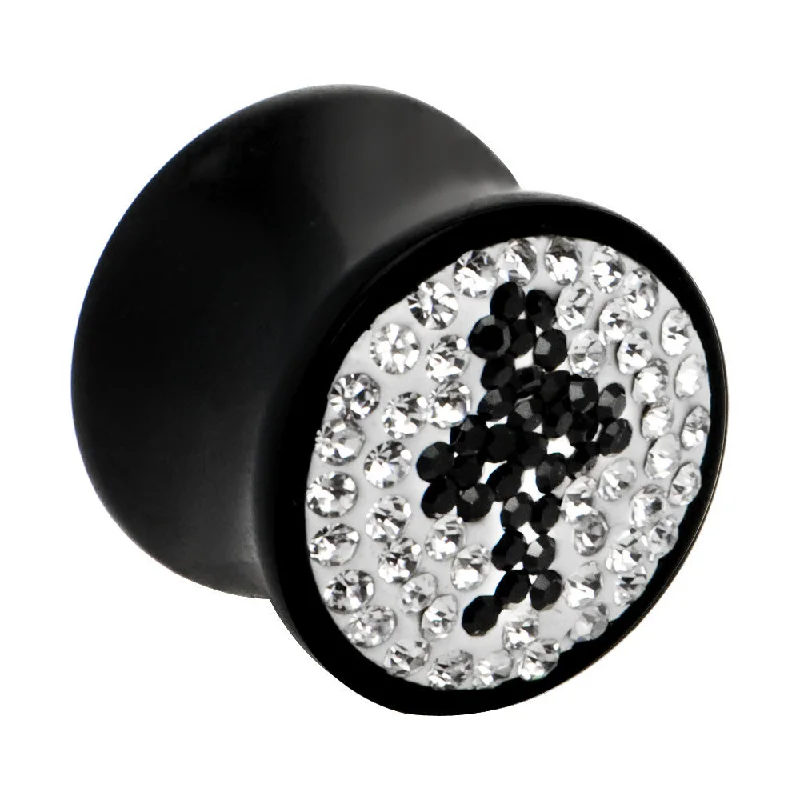 Women's Earrings – Elegant Designs for Every Personality--9/16 Crystal Black Club Saddle Plug