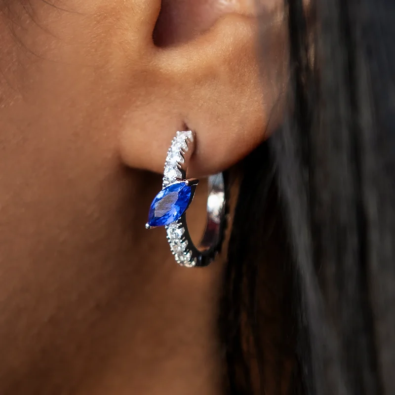 Women's Earrings – Elegant Designs for Every Personality--Sapphire Pave Hoop Earrings
