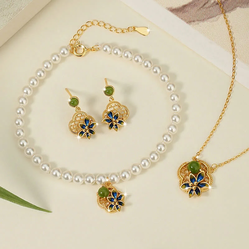 Women's Earrings – Elegant Designs for Every Personality--Buddha Stones 925 Sterling Silver Four Leaf Clover Flower Hetian Cyan Jade Pearl Healing Necklace Pendant Bracelet Earrings Set Women's Earrings – Elegant Designs for Every Personality--Buddha Stones 925 Sterling Silver Four Leaf Clover Flower Hetian Cyan Jade Pearl Healing Necklace Pendant Bracelet Earrings Set