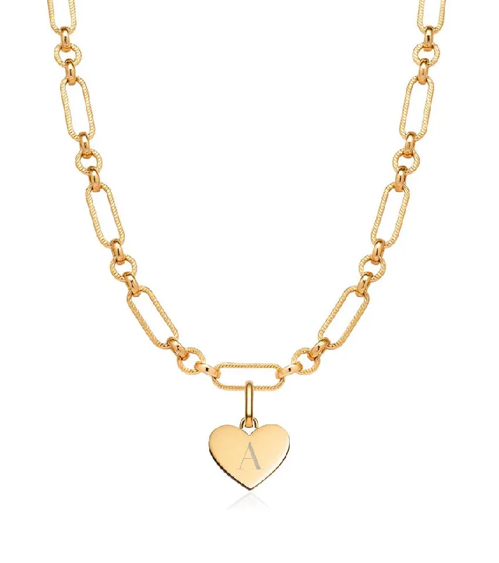 Shop Classic Women's  Necklaces & Pendants with a Modern Twist-Heart Figaro Chain Necklace (Gold)