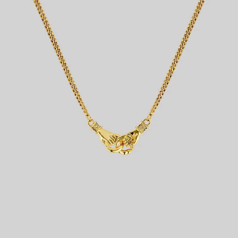 Shop Classic Women's Necklaces & Pendants with a Modern Twist-UNITY. Linking Hands Necklace - Gold Shop Classic Women's Necklaces & Pendants with a Modern Twist-UNITY. Linking Hands Necklace - Gold
