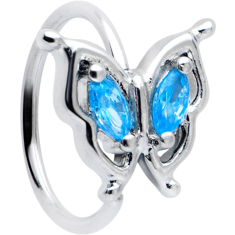 Eye-Catching Nose Rings for Bold Looks -20 Gauge 5/16 Blue Gem Fancy Fab Butterfly Nose Hoop Eye-Catching Nose Rings for Bold Looks -20 Gauge 5/16 Blue Gem Fancy Fab Butterfly Nose Hoop