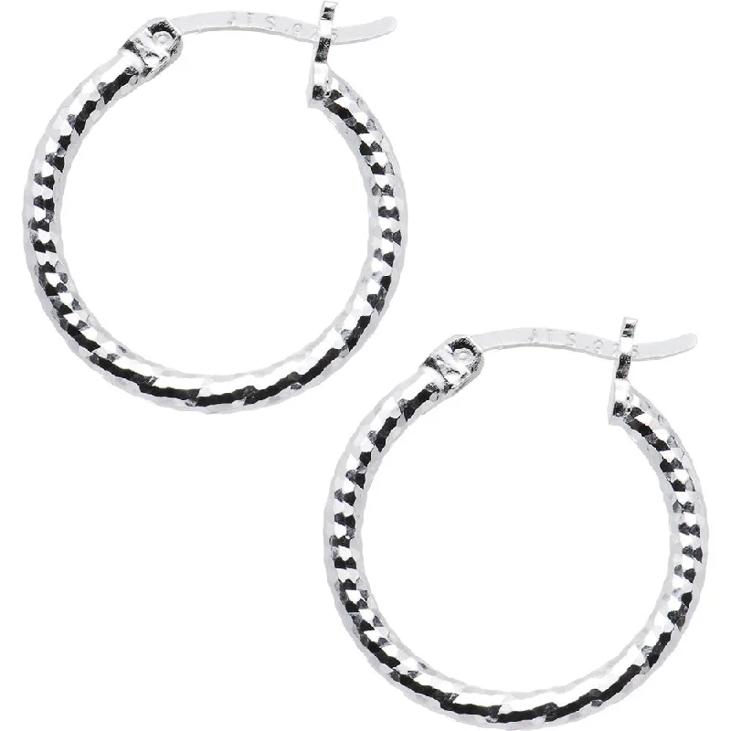 Women's Earrings – Elegant Designs for Every Personality--925 Sterling Silver Diamond Cut 18mm Hoop Earrings Women's Earrings – Elegant Designs for Every Personality--925 Sterling Silver Diamond Cut 18mm Hoop Earrings